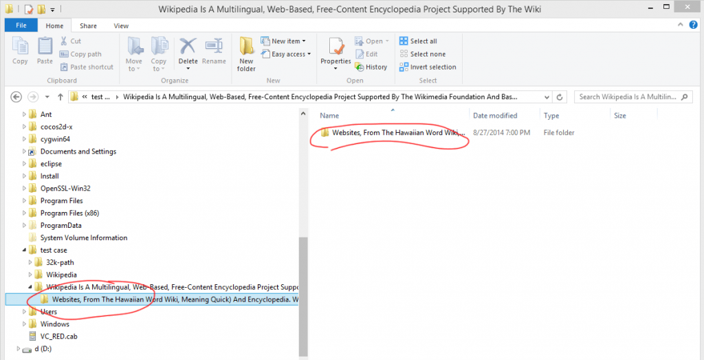 Windows Explorer can not handle long path Automated tasks