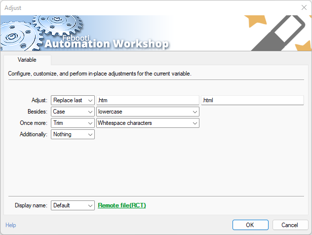 Adjust automated variables